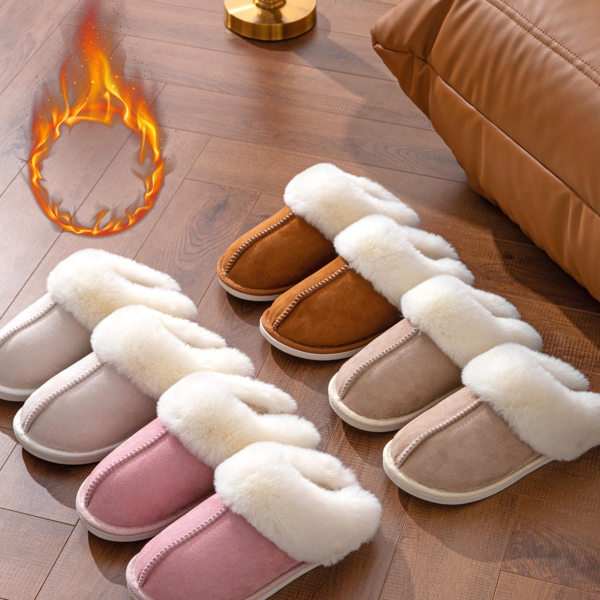 Women's Fluffy Plush Winter Slippers, Cozy & Warm Soft Sole Flat Shoes, Comfortable Indoor Floor Slippers MyFave Boutique