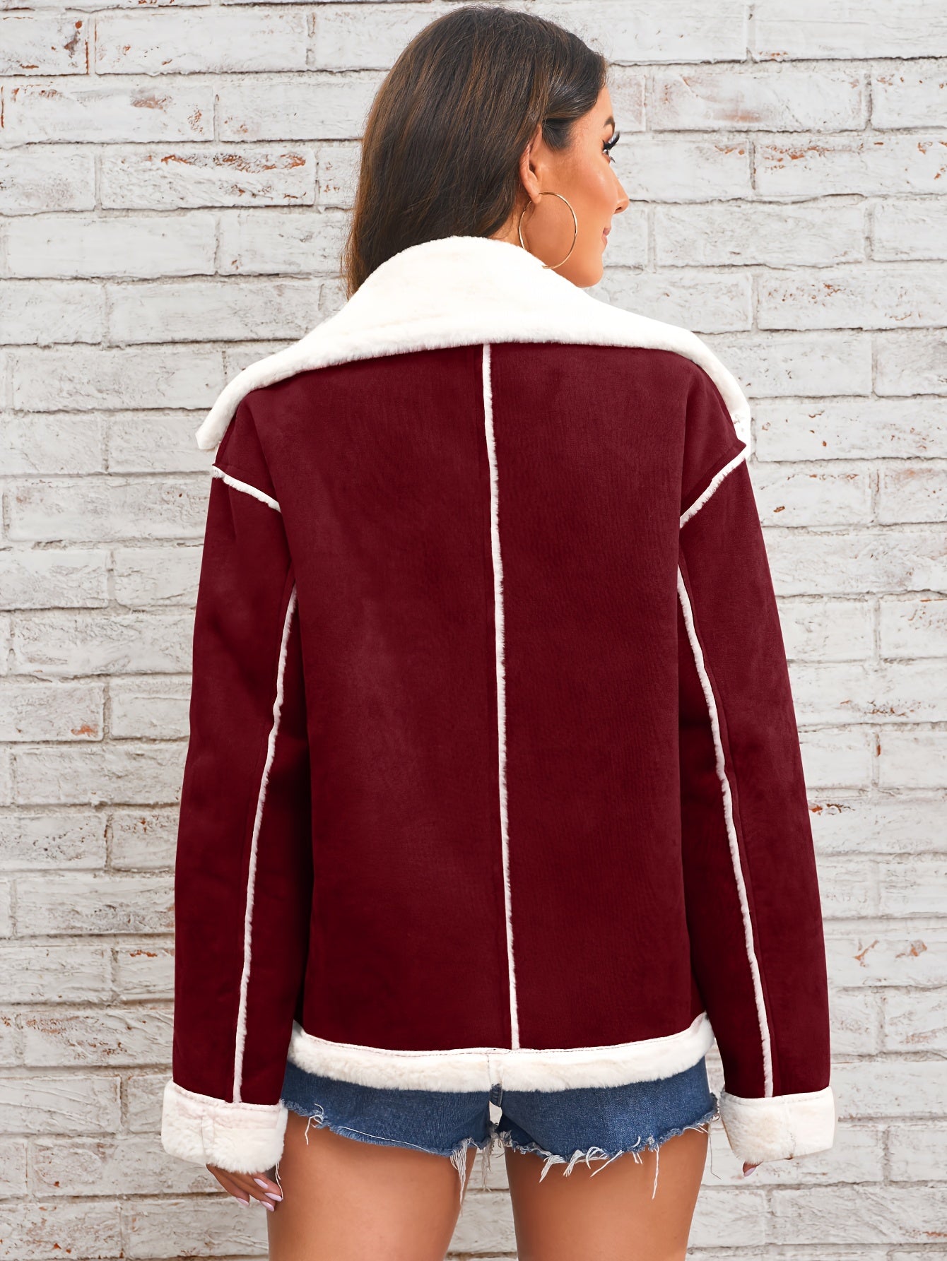 Women's Lapel Plush Jacket - Cozy Winter Outwear for Casual Comfort MyFave Boutique