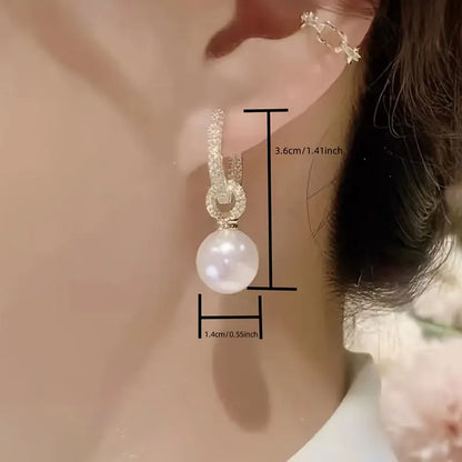 Product Title: Dual-Wear Zircon Pearl Earrings for the Sophisticated Woman MyFave Boutique