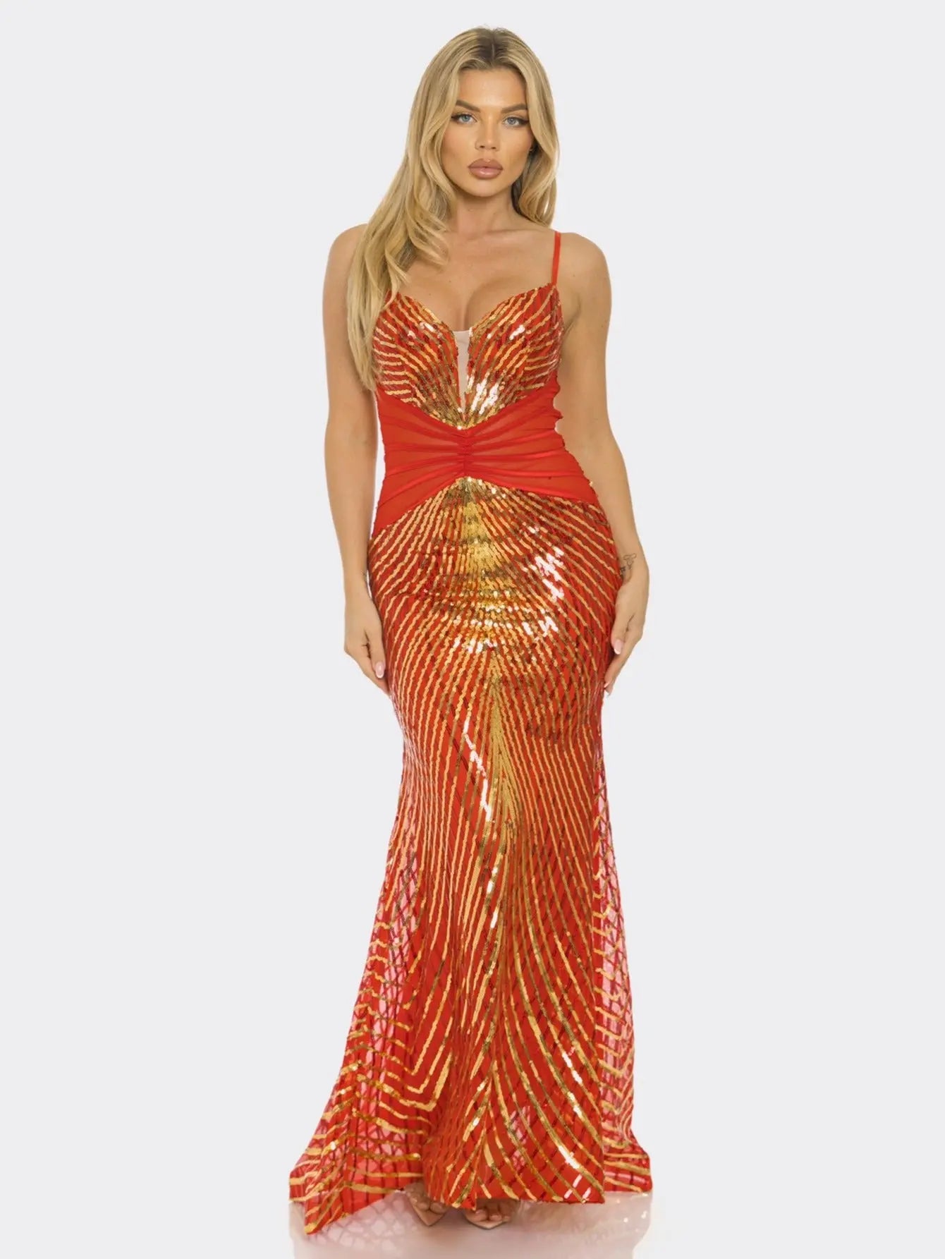 Glamorous Sequin Mermaid Gown - Stunning Strapless Dress with Shimmering Sequins for Parties, Galas, and Special Occasions - Available in Green, Purple, and Red MyFave Boutique