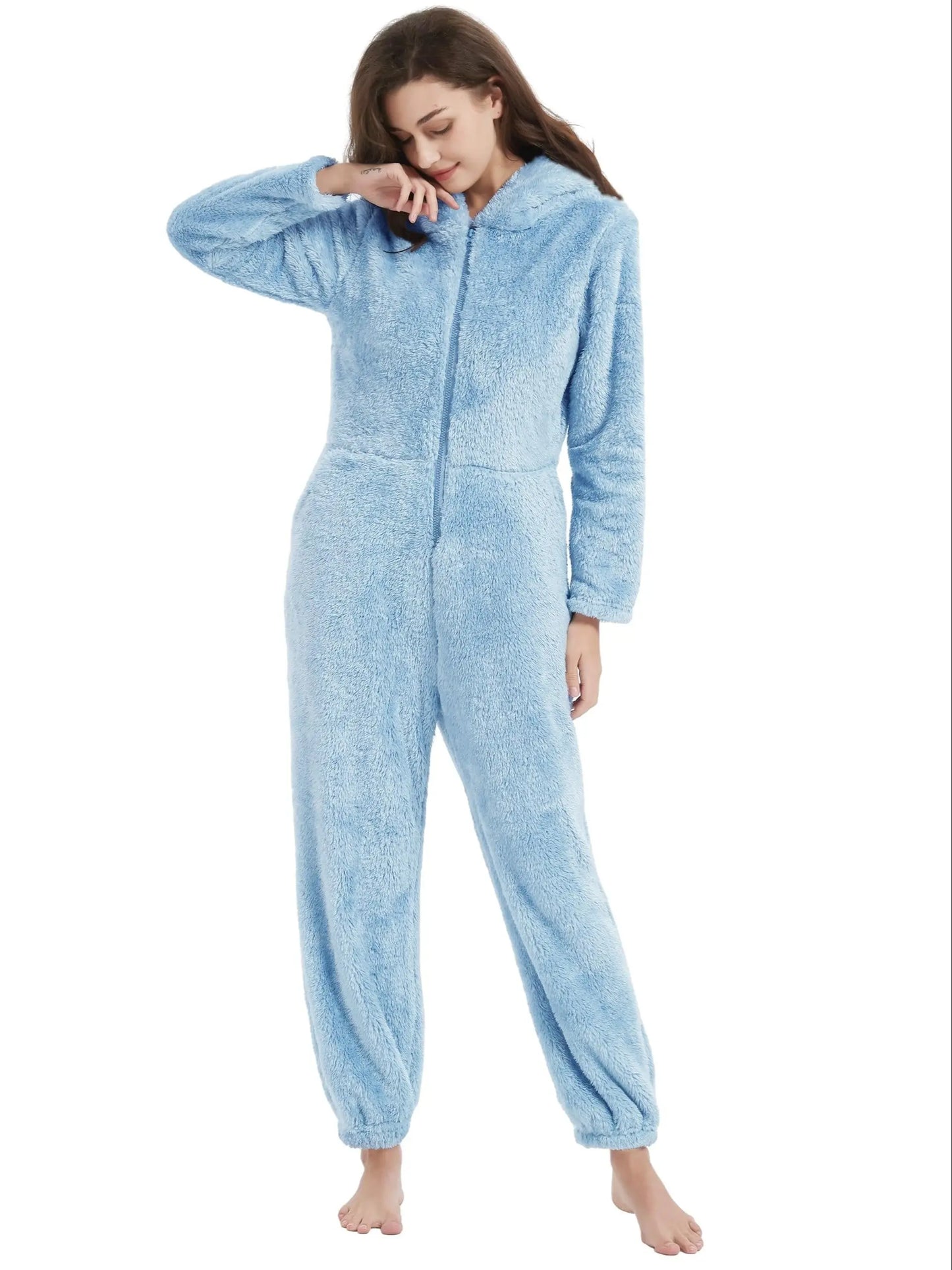 Womens Onesies Pajamas One-Piece Hooded Adult Pajama Jumpsuit Winter Fuzzy Sleepwear MyFave Boutique