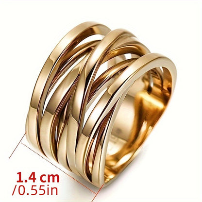 1 Pc Women Fashion Rings Chic Multilayer Intertwisted Design Wide for Women Daily Casual Party Fashion Rings Jewelry MyFave Boutique