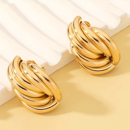 Simple Fashion Golden Twist Stud Earrings, For Women Holiday Birthday Dating Prom Banquet Wedding Party Holiday Shopping Business Accessories MyFave Boutique