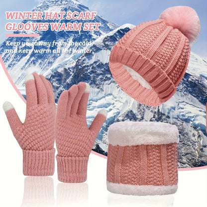 Women's Winter Warm Set: Knitted Beanie, Scarf, Gloves & Ear Cover for Christmas & Fall/Winter MyFave Boutique