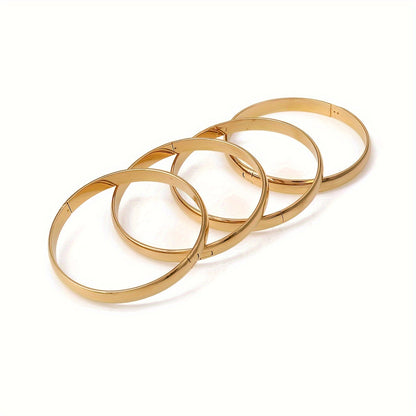 Elegant & Simple Style 24k Gold Plated Bangles - Set of 4, Glossy Plain Bangles for Women - Engagement Wedding Jewelry MyFave Boutique