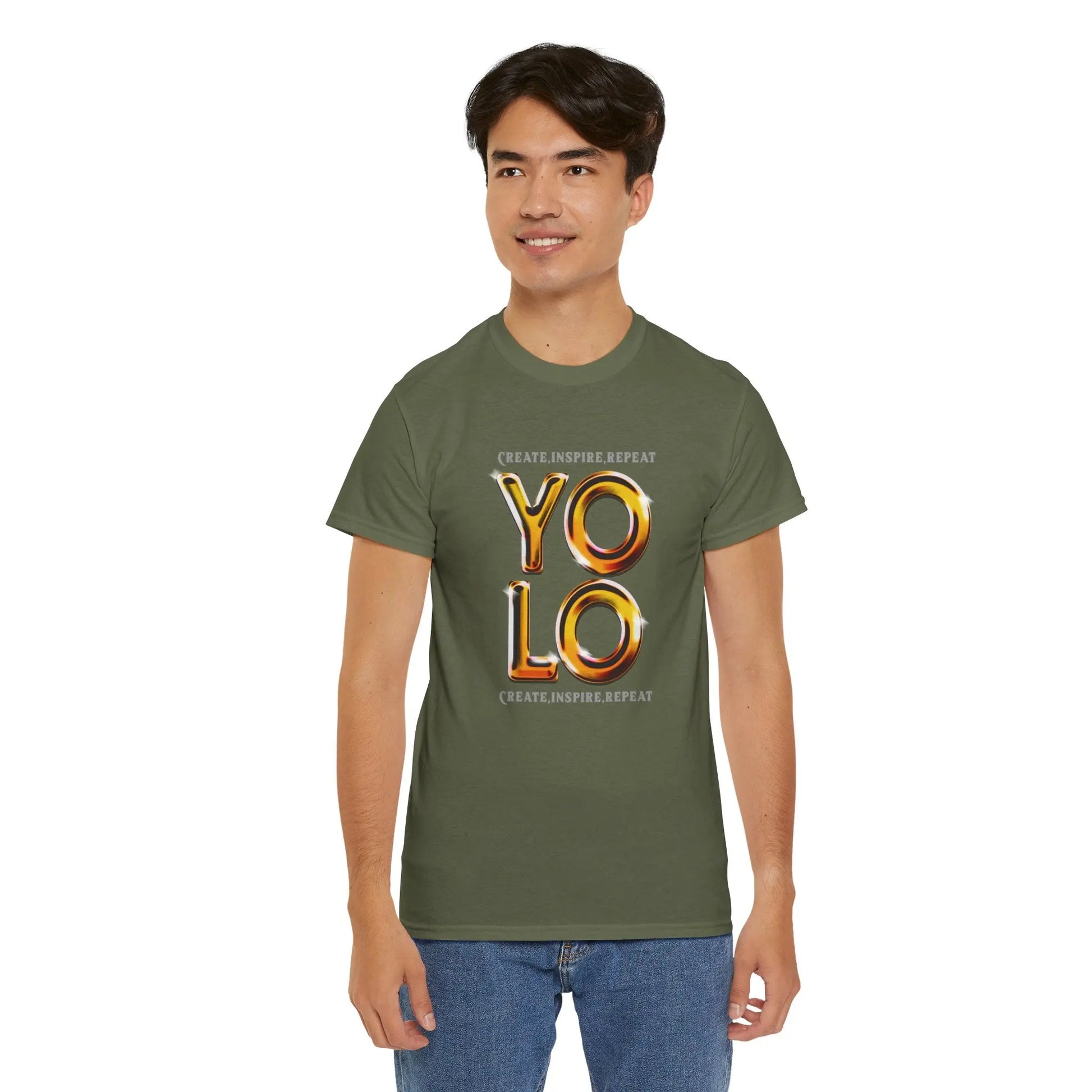 Create, Inspire, Repeat, Yolo, Motivational, Inspirational Unisex Cotton T-Shirt Printify