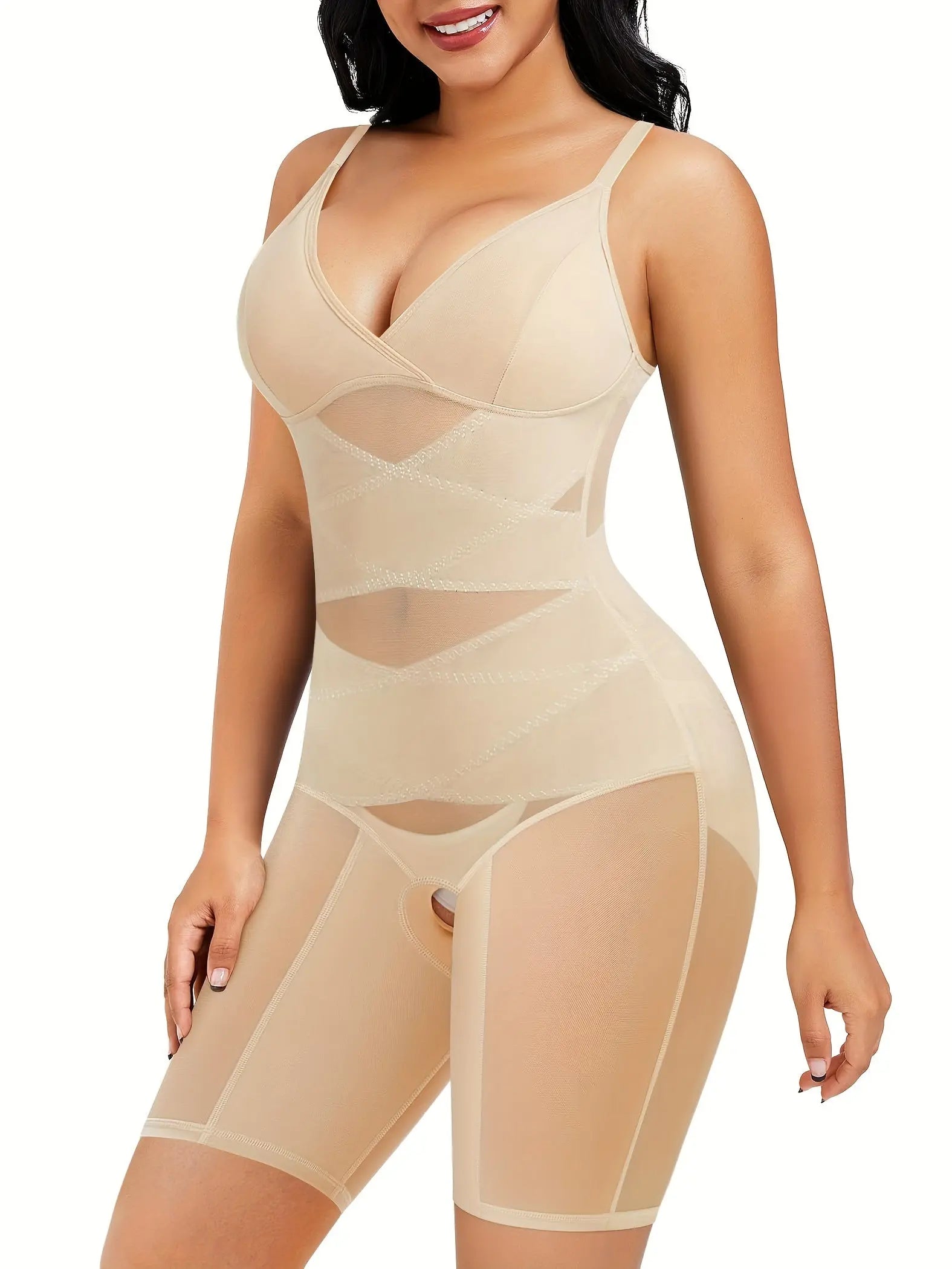 Women's Full Body Shapewear Bodysuit with Tummy Control, Butt Lifter, Thigh Slimmer, Adjustable Straps & Open Crotch Design MyFave Boutique