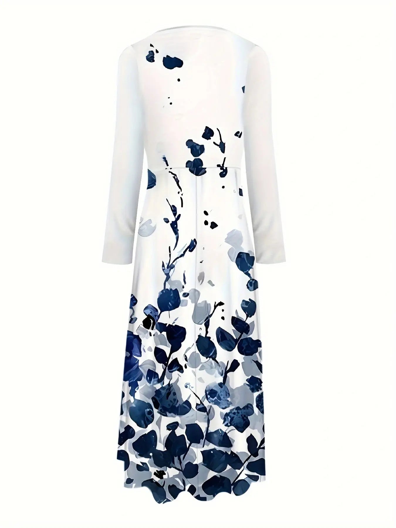 Elegant Floral Print Long Sleeve Midi Dress for Spring & Fall - Women's Clothing MyFave Boutique