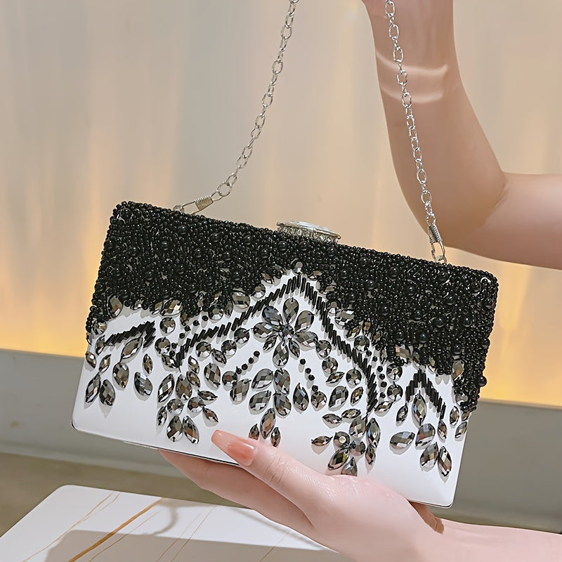 Beaded Rhinestone Evening Bag Vintage And Elegant Box Clutch Purse Women's Wedding Handbags For Party Prom MyFave Boutique