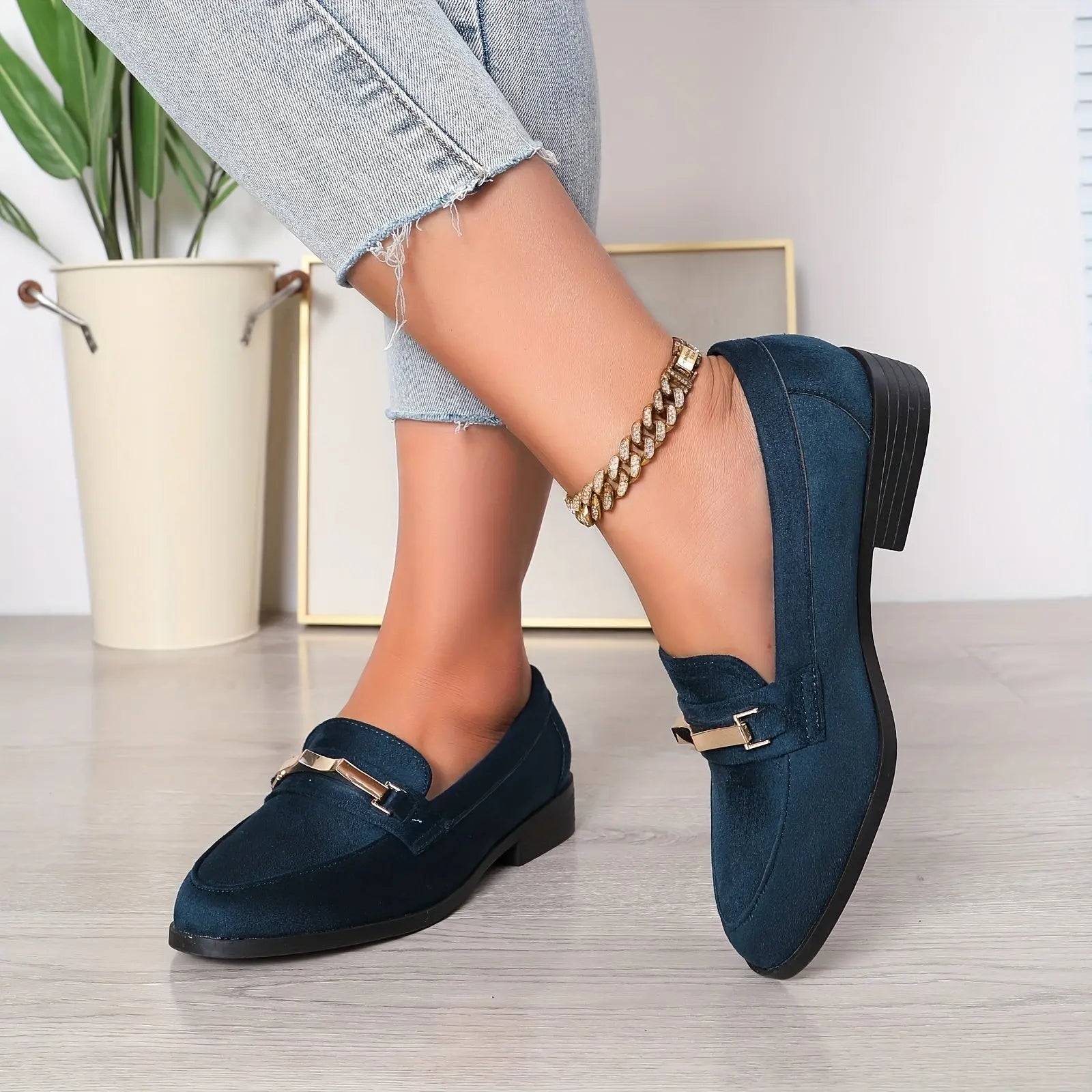 Women's Retro Buckle Loafers with Pointed Toe, Slip-On Casual Shoes for All Occasions MyFave Boutique