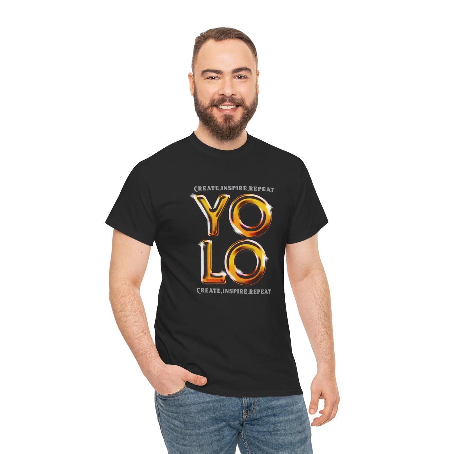 Create, Inspire, Repeat, Yolo, Motivational, Inspirational Unisex Cotton T-Shirt Printify