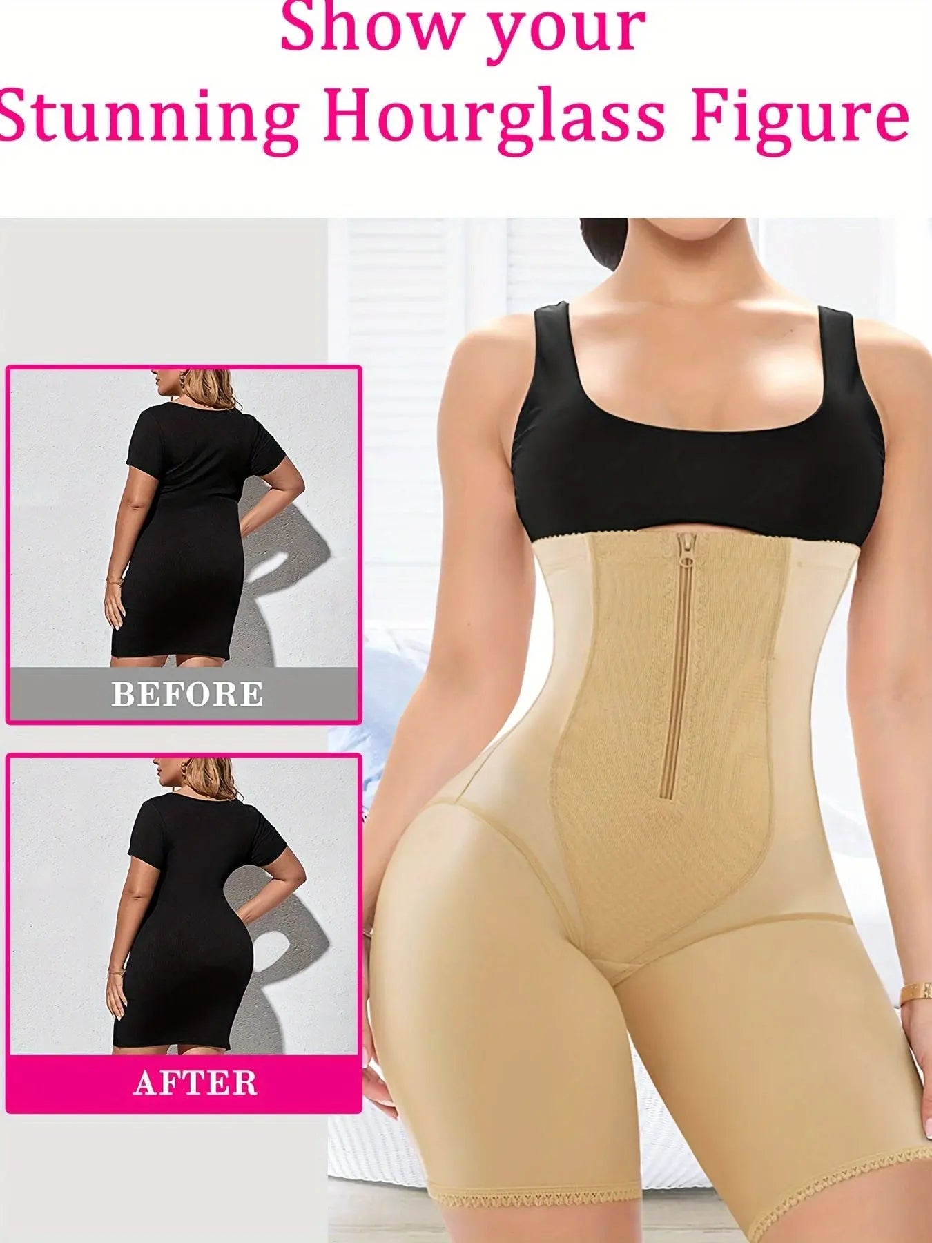 High Waist Zipper Shaping Shorts, Compression Tummy Control Shorts To Lift & Shape Buttocks, Women's Underwear & Shapewear MyFave Boutique