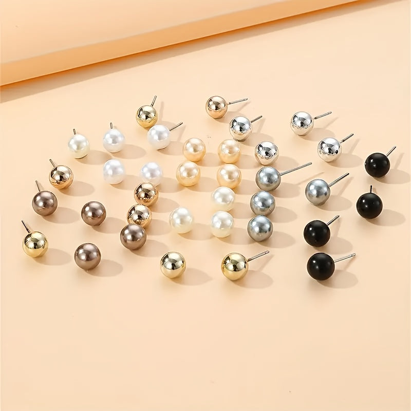 18 Pairs Set Of Tiny Round Ball Design Stud Earrings Elegant Simple Style Suitable For Women Daily Casual Female Gift MyFave Boutique