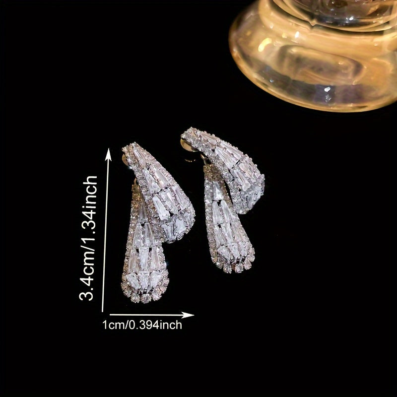 A Pair of Luxury French Zircon Statement Earrings - Hypoallergenic 925 Silver, Versatile, Unique, and Flashing Smart Front and Rear Wear Light - Perfect Holiday Gift for Women, Fashionable and Niche Accessory MyFave Boutique