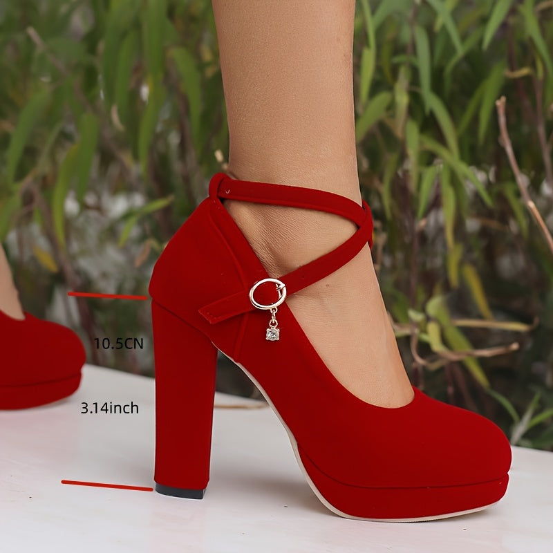 Elegant Women's Buckle Strap Platform Pumps for Weddings and Banquets MyFave Boutique