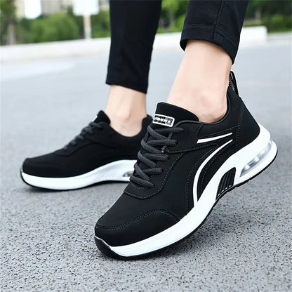 Trendy Air Cushion Non-slip Wear Resistant Running Shoes, Lace Up Fashion Casual Travel Shoes, Waterproof Lightweight Shock Absorption Sneakers Couple Shoes MyFave Boutique