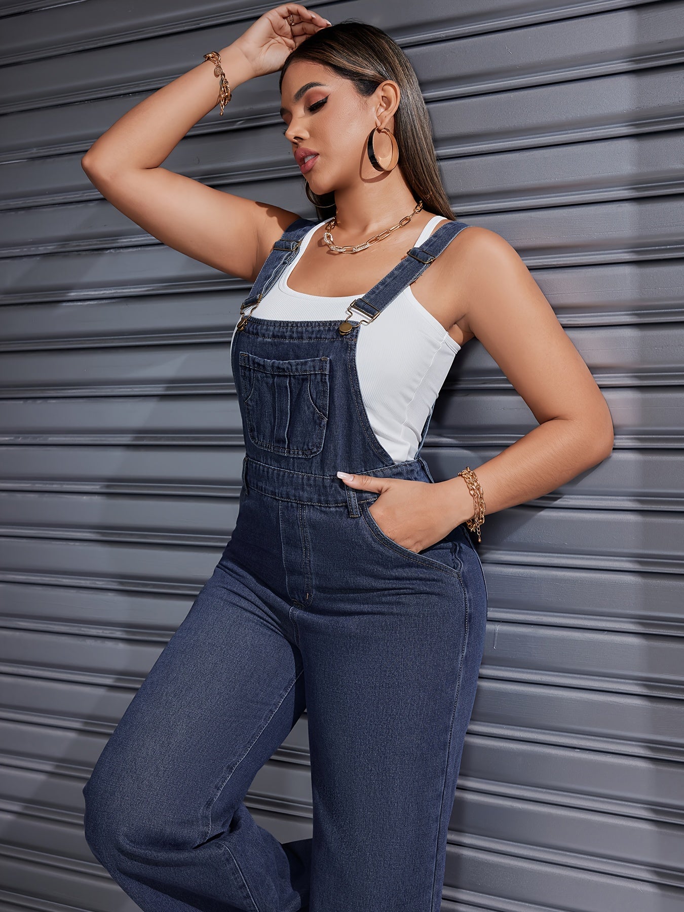 2024 Women's Denim Overalls Casual Loose Adjustable Strap Denim Pant Pant Pant Pocket Denim Overalls Women's Denim Overalls Casual Adjustable Strap Jeans Romper MyFave Boutique