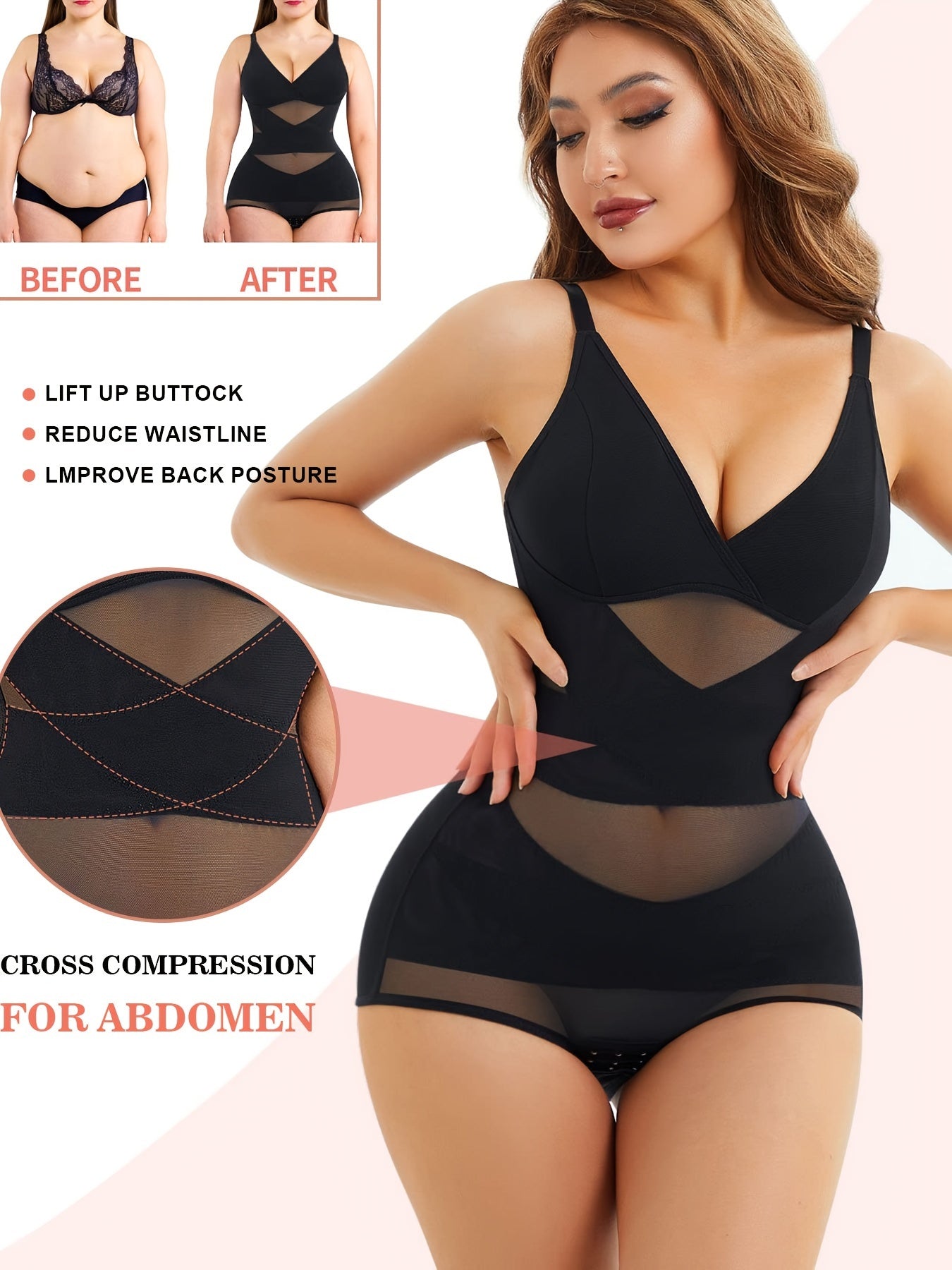 V Neck Bra Bodysuit Shapewear For Women Tummy Control Waist Trainer Full Body Shaper Butt Lifter Briefs Jumpsuit Tops MyFave Boutique