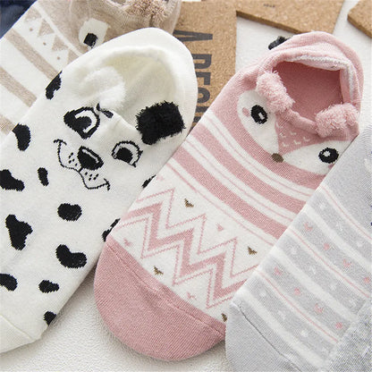 16pairs Women's Funny Cute Cartoon Stereoscopic Animals Ear Plush No Show Boat Socks MyFave Boutique