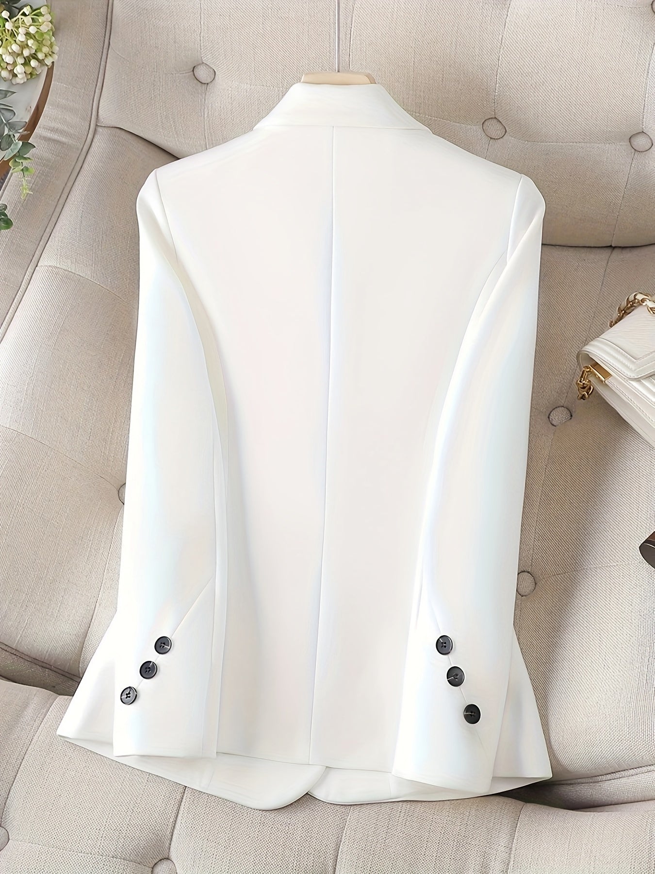 Notched Collar Button Front Blazer for Women, Elegant Long Sleeve Office Blazer MyFave Boutique