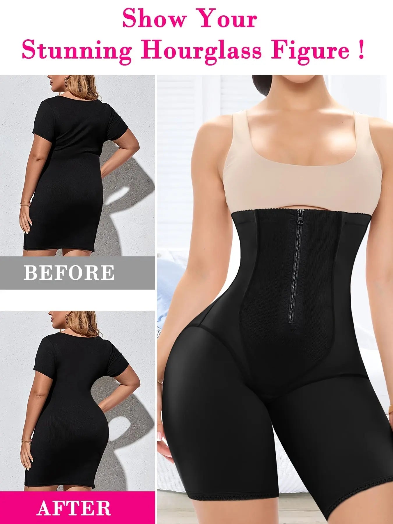 High Waist Zipper Shaping Shorts, Compression Tummy Control Shorts To Lift & Shape Buttocks, Women's Underwear & Shapewear MyFave Boutique