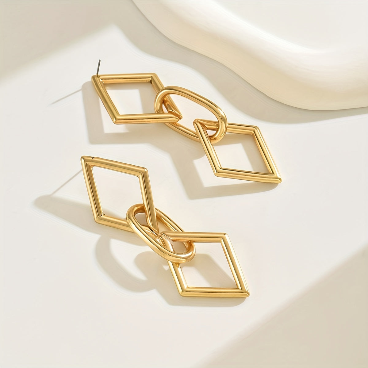 Elegant Boho-Style 18K Golden Plated Geometric Drop Dangle Earrings for Women - Zinc Alloy with Titanium Ear Needle, Lightweight Vintage-Inspired Statement Jewelry for Daily Wear and Parties (1 Pair) MyFave Boutique