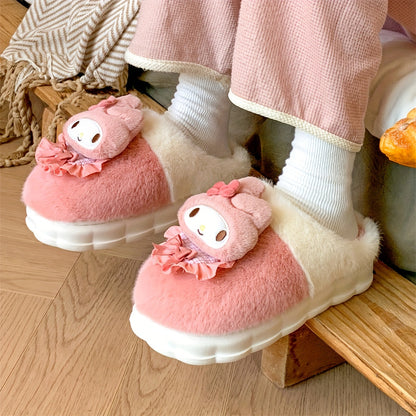 Sanrio Cute Cartoon Kitty Cat Comfortable Closed Toe Autumn Winter Ladies Slippers Indoor Casual Warm Non-slip Plush Shoes MyFave Boutique