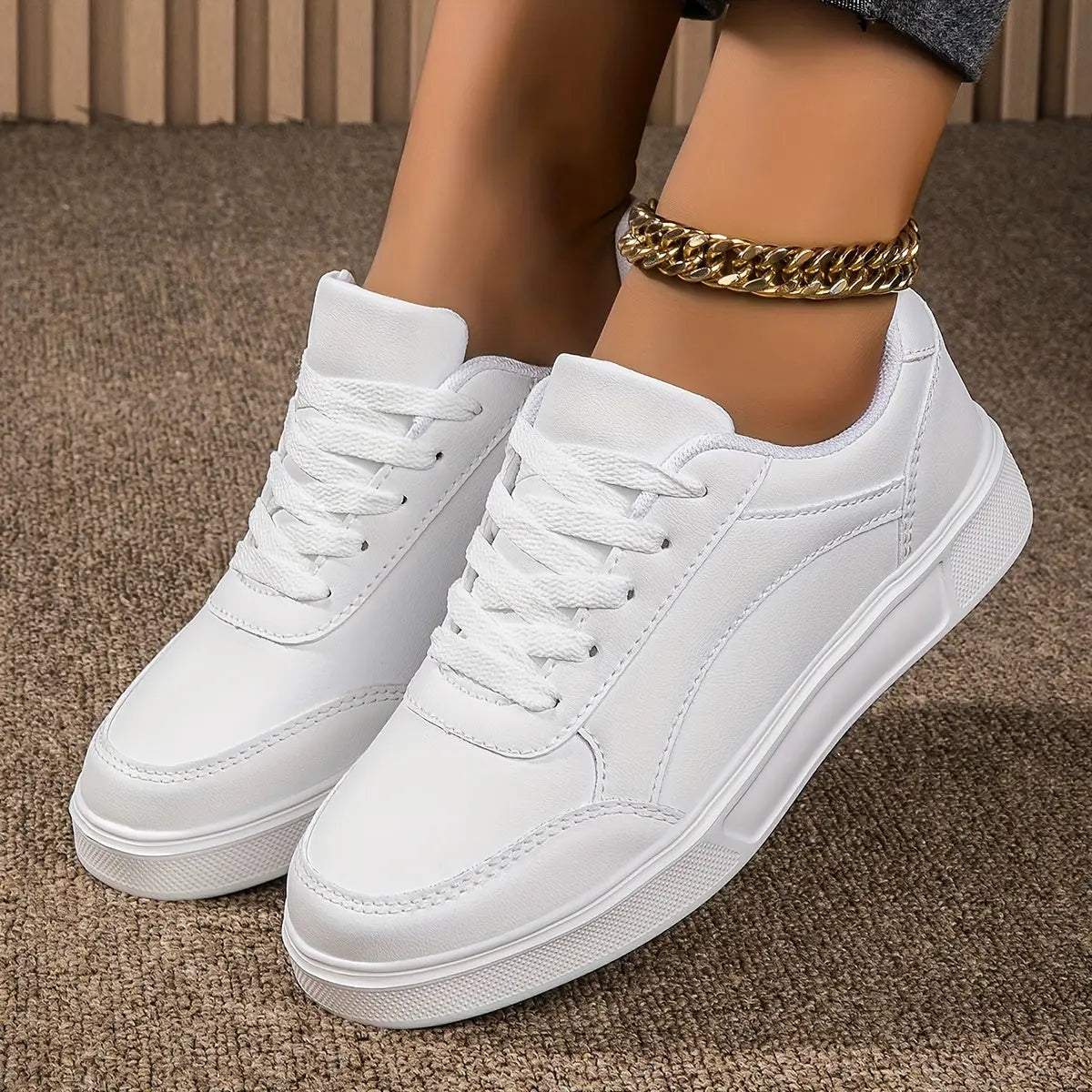 Women'S Casual Sports Shoes, Autumn New White Shoes, Women'S Comfortable Classic Casual Skateboard Shoes, Lace-Up Lightweight And Fashionable Sports Shoes MyFave Boutique