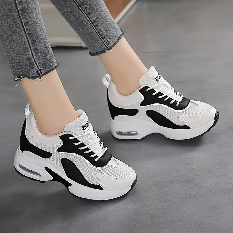 Women's Colorblock Height-Increasing Sneakers: Breathable, Shock-Absorbing Casual Athletic Shoes MyFave Boutique