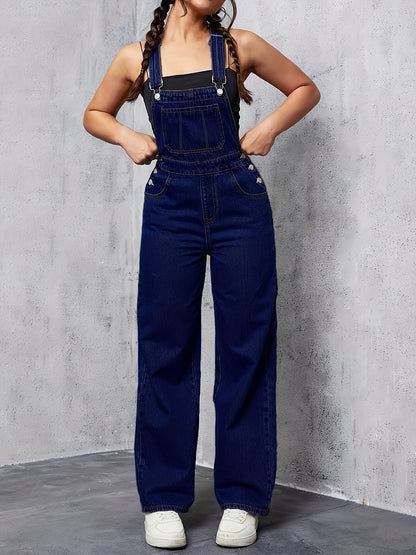 Womens Overalls Denim Straight Wide Leg Jeans Overall Loose Fit Bib Baggy Jean Jumpsuits Adjustable Straps. MyFave Boutique