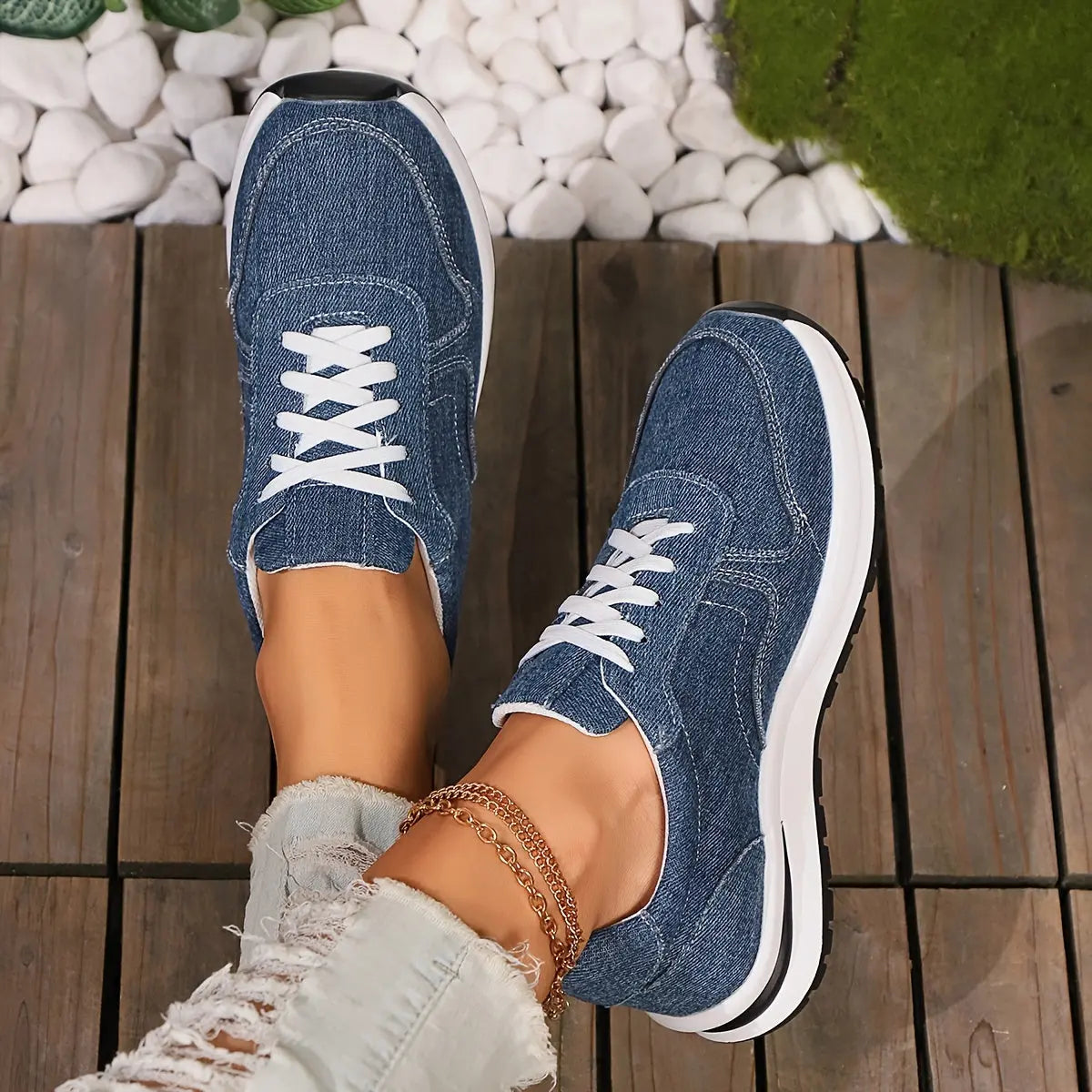 Women's Lace-Up Canvas Sneakers: Lightweight & Comfortable PVC Sole, Solid Colors MyFave Boutique