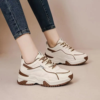 Women's Contrast Color Platform Sneakers, Casual Lace Up Outdoor Shoes, Comfortable Low Top Shoes MyFave Boutique