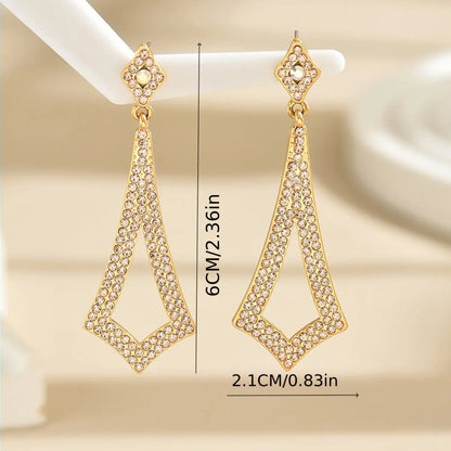 Elegant and Sexy Geometric Teardrop Earrings with Embellishments, Golden Plated, Suitable for Daily Wear and Vacations MyFave Boutique