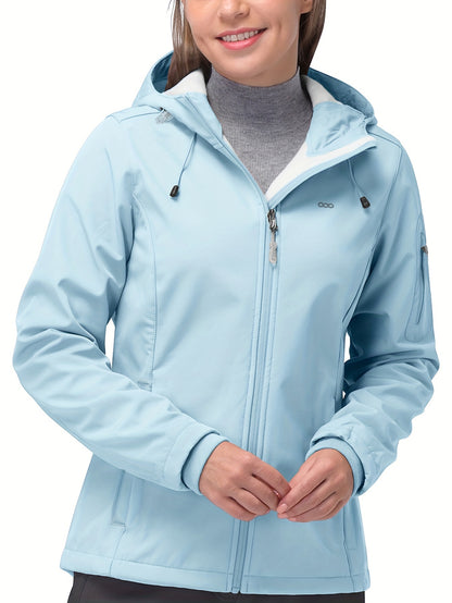 Women's Waterproof Sports Jacket with Fleece Liner and Zipper Pocket - Windproof and Comfortable for Outdoor Activities MyFave Boutique