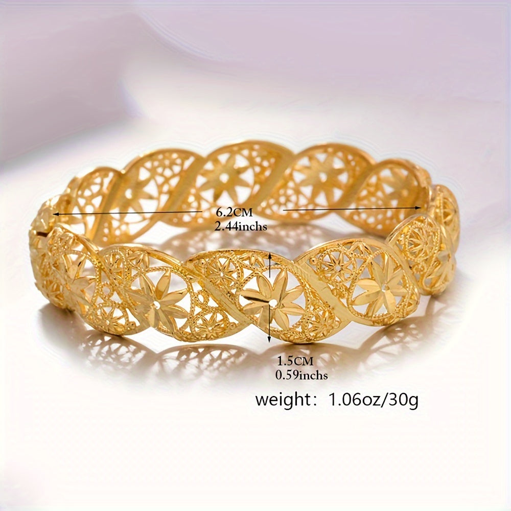 Luxury Plated Copper Hollow Out Flower Bangle Bracelet - Perfect Wedding Jewelry MyFave Boutique