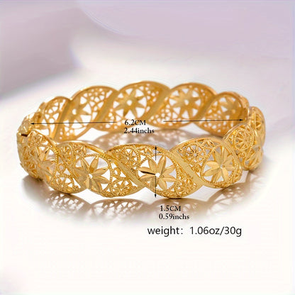 Luxury Plated Copper Hollow Out Flower Bangle Bracelet - Perfect Wedding Jewelry MyFave Boutique