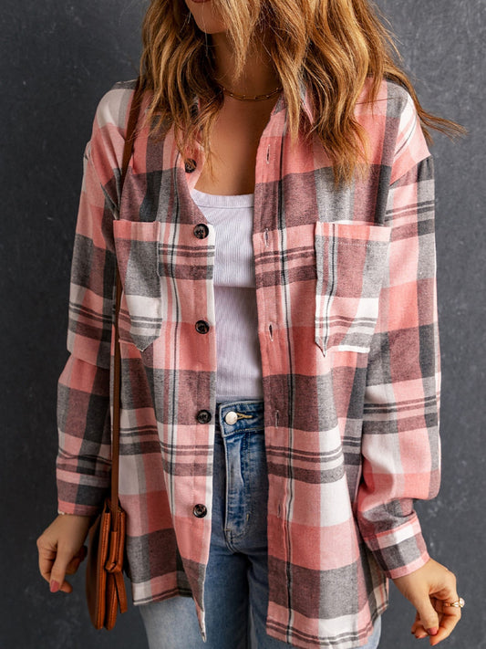 Plaid Button Up Patch Pocket Shirt MyFave Boutique