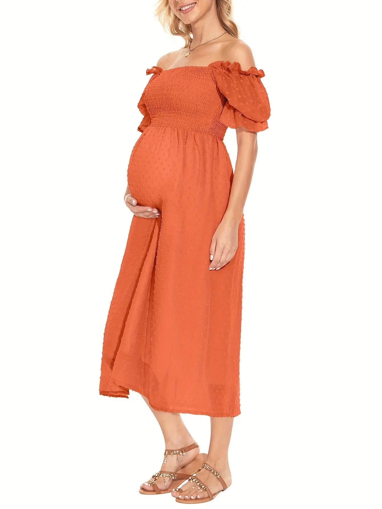 Plus Size Maternity Dress Maternity Dress For Baby Shower Maternity Dress For Photoshoot Gender Reveal Dress Puff Sleeve Maternity Dress Maxi Dress With Sleeves MyFave Boutique