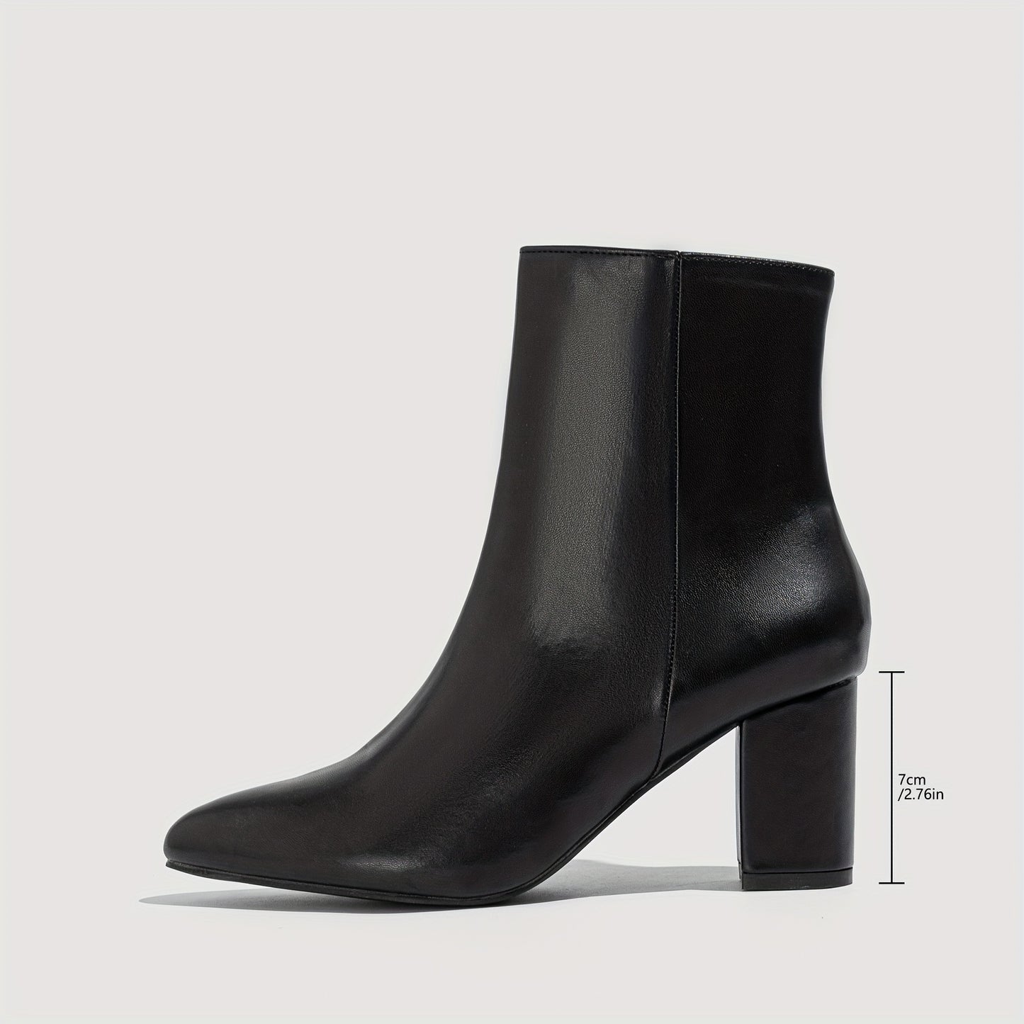 Comfy Black Block Heeled Ankle Boots with Pointed Toe and Side Zipper for Women MyFave Boutique