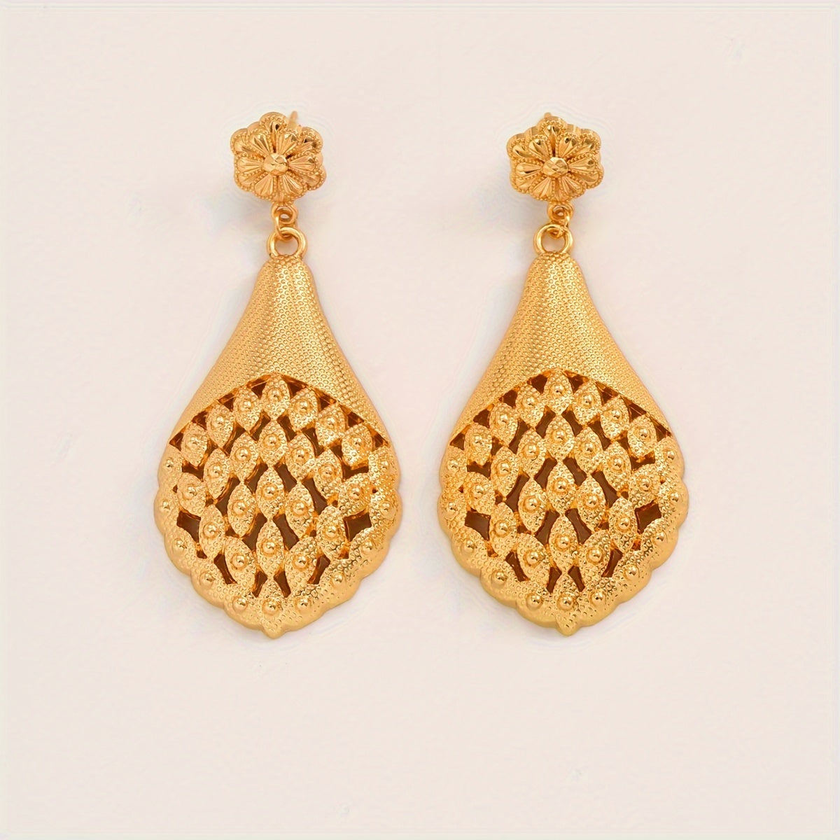 Vintage Droplet Flower Pattern Dangle Earrings Ethnic Luxury Style Plated Jewelry Female Gift MyFave Boutique