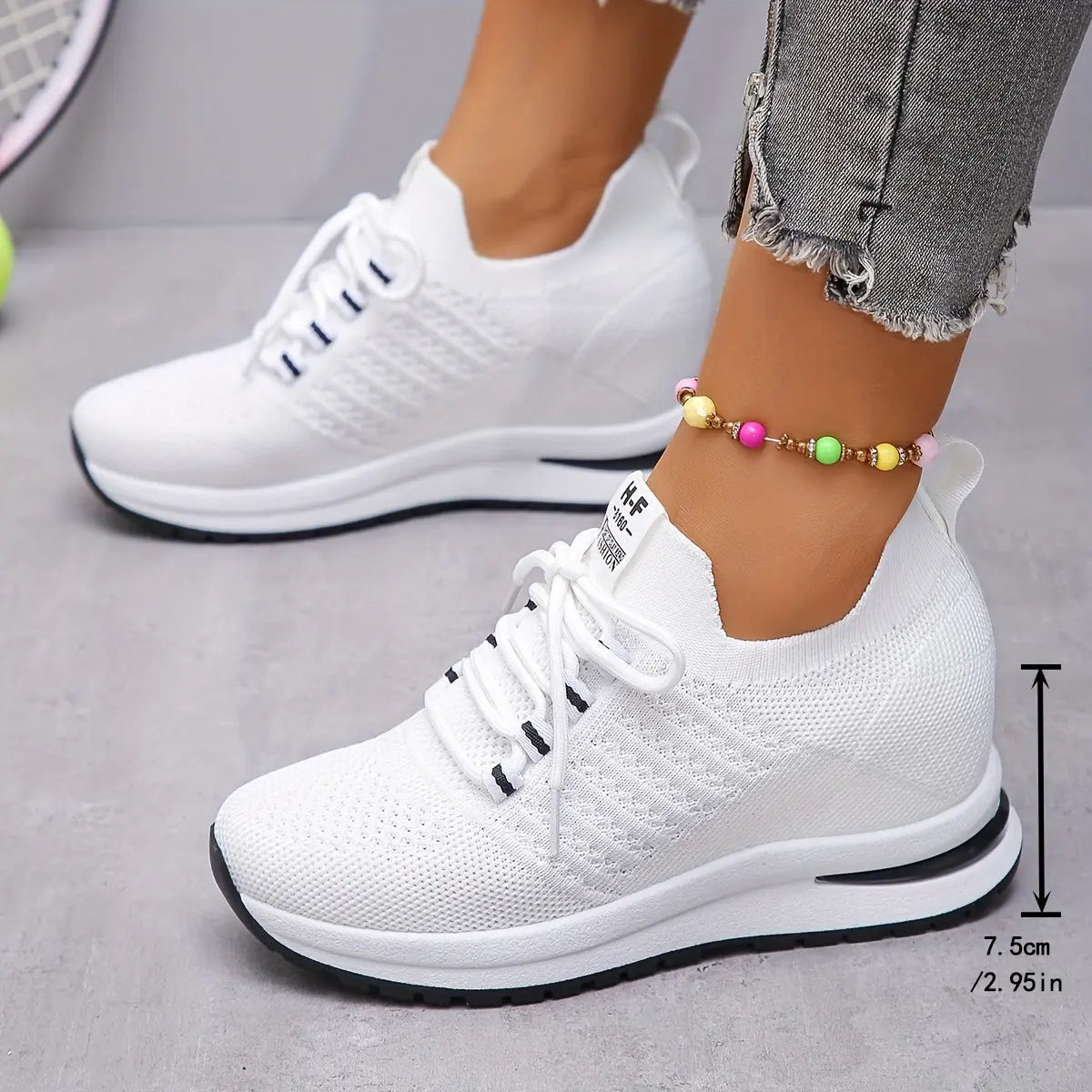 Women's Breathable Wedge Height Increasing Sneakers, Platform Lace Up Soft Sole Walking Shoes, Breathable Low-top Casual Sports Shoes MyFave Boutique