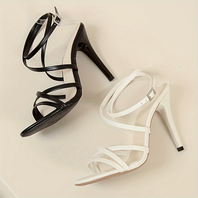 Women's Stiletto Heeled Sandals, Fashion Open Toe Dress Pumps, Stylish Buckle Strap Heels MyFave Boutique