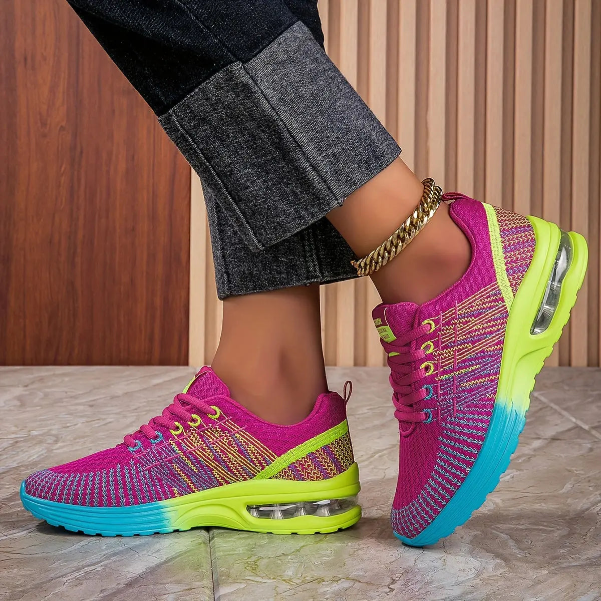 Women's Stylish Color Mesh Breathable Air Cushion Sneakers, Lightweight And Breathable Travel Shoes MyFave Boutique