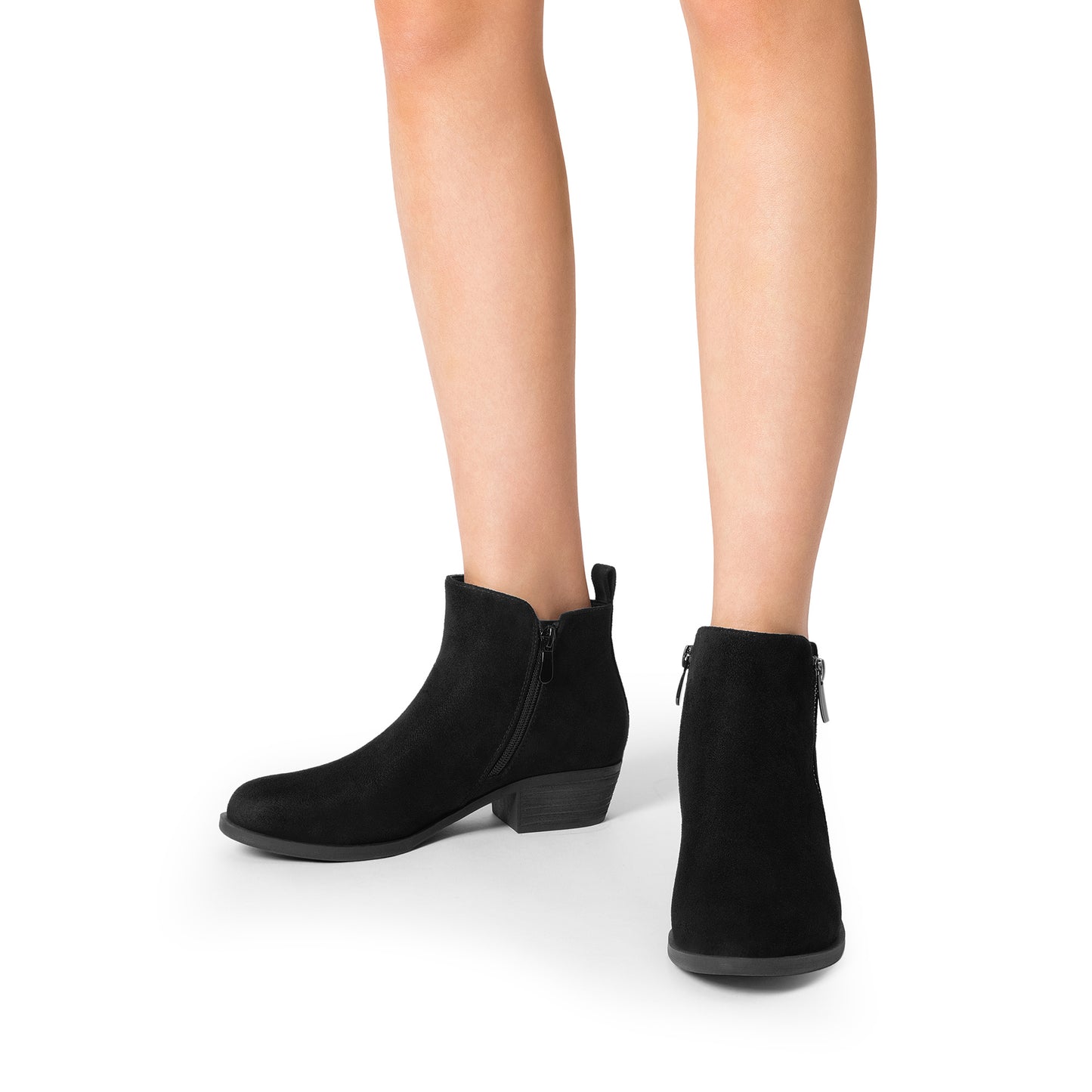 Women's Ankle Boots, Classic Low Chunky Heel Side Zipper Booties Shoes MyFave Boutique