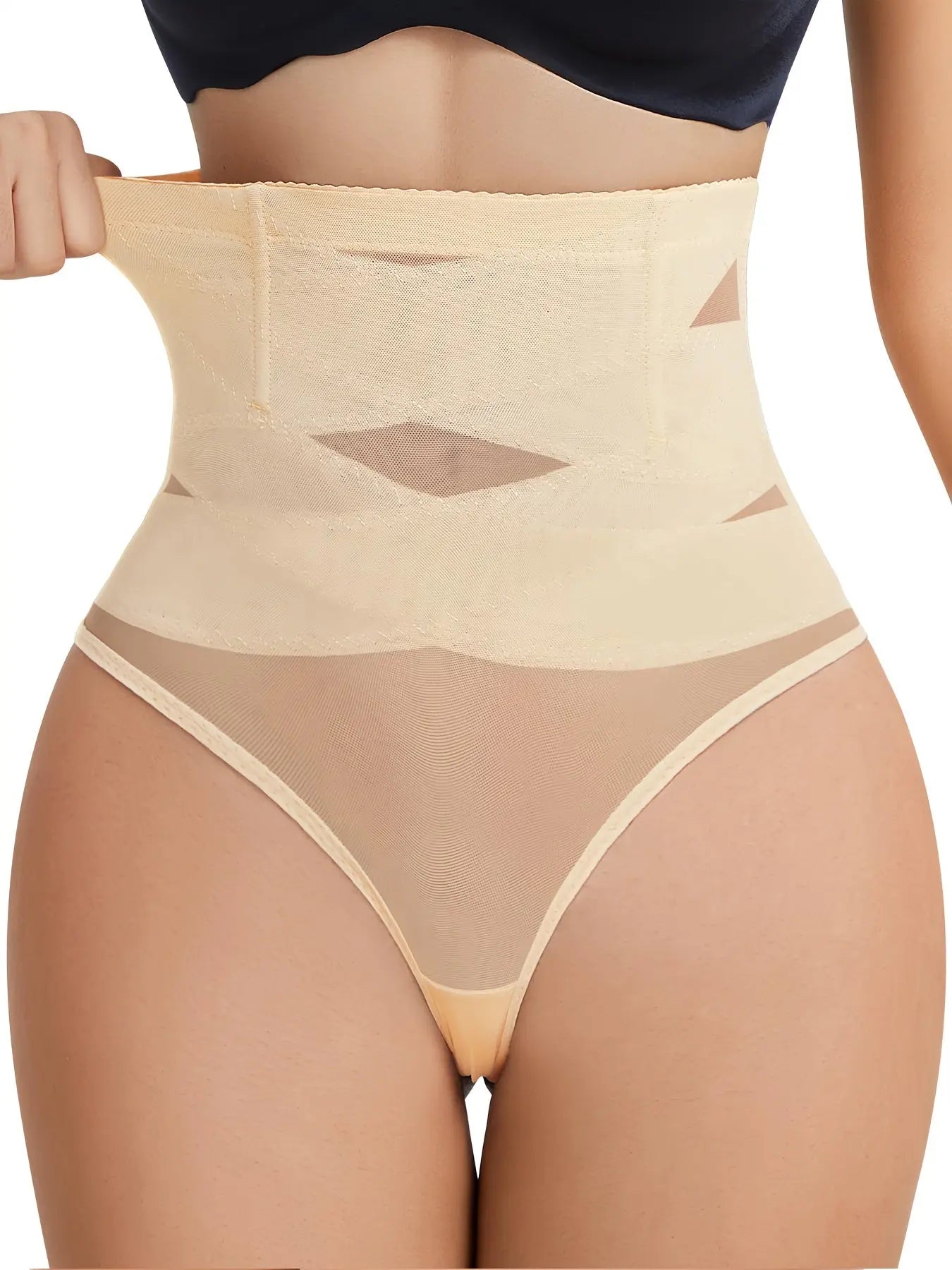 High Waist Solid Shaping Thongs, Tummy Control Compression Slimmer Panties To Butt Lift & Shape Buttocks, Women's Underwear & Shapewear MyFave Boutique