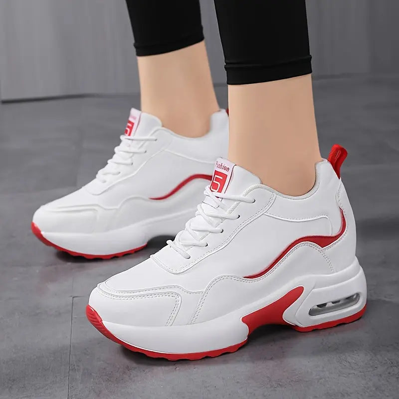 Women's Air Cushion Lace-Up Height Increasing Sneakers, All-Match Running Sports Shoes MyFave Boutique