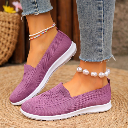 Women's Breathable Knitted Slip-On Sneakers, Casual Flat Walking Shoes with Soft Sole MyFave Boutique