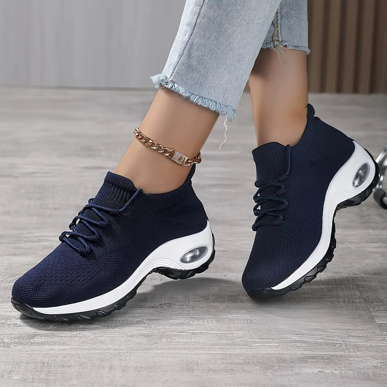 Women's Breathable Slip On Sneakers, Lace Up Platform Soft Sole Walking Shoes, Comfort Low-top Daily Wear MyFave Boutique