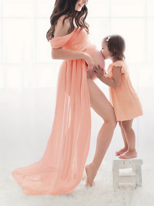 Sexy & Stylish Maternity Dress, Wrap Chest Long Dress With A Big Split, Perfect For Photography, Gender Reveal MyFave Boutique