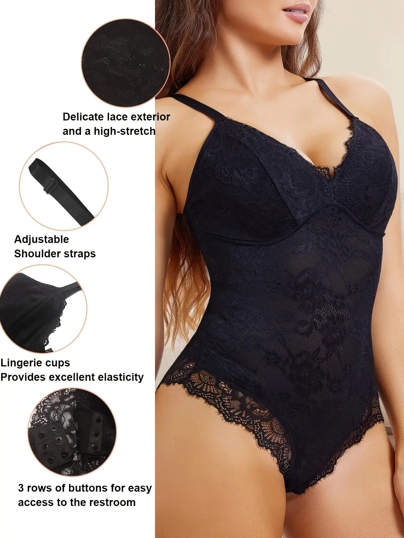 Lace Shapewear Bodysuit For Plus Size Women Tummy Control Body Shaper V Neck Fajas Sculpting Tank Tops Slimming Camisole Corset MyFave Boutique